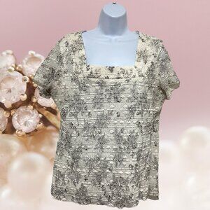 Dressbarn-Women's XL Short Sleeve Lined Top Pullover Square Neckline